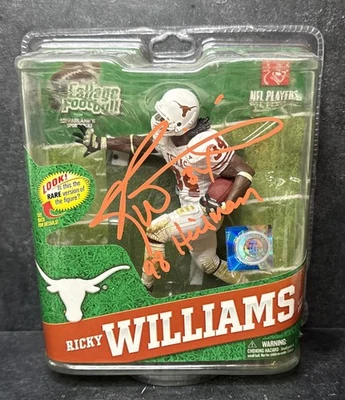 Mcfarlane Football Ricky Williams University Of Texas White Variant Signed JSA - Image 1 of 4