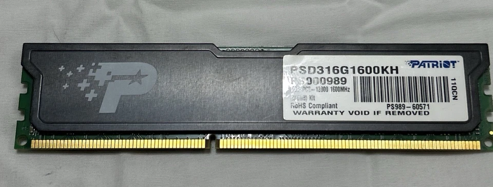 Kit Of 16GB Patriot (2X8GB) DDR3 PC3-12800 1600MHz PSD316G1600KH Desktop RAM - Image 1 of 4