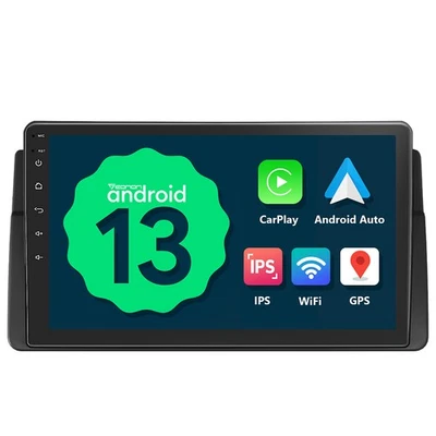 For BMW E46 316 9" IPS Android Auto 13 CarPlay Car Radio GPS Navigation WiFi SWC - Image 1 of 4