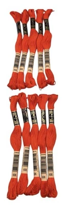 10 Skeins DMC Cotton Embroidery Floss Bright Orange 608 France 8.7y Each NEW - Image 1 of 4