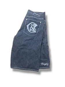 Pantalones cortos de mezclilla grises Coogi para hombre talla 40 bordados frente plano - Imagen 1 de 8