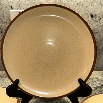 4-Denby Juice Dinner Plates Lemon Yellow With Scratches - Image 1 of 4