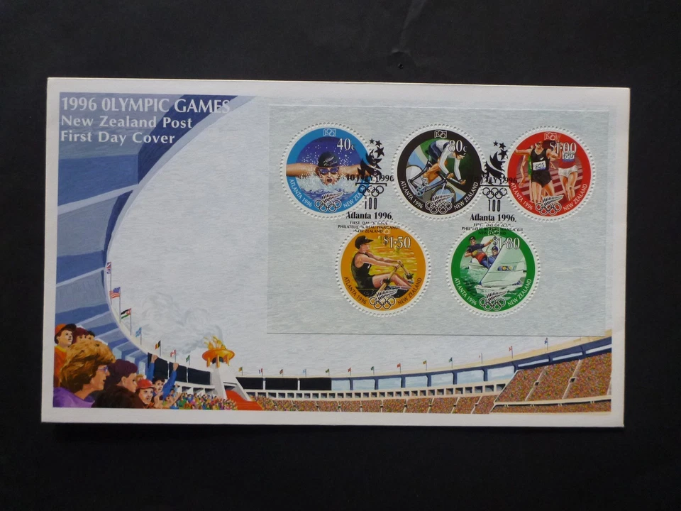 NEW ZEALAND 1996 Olympic Games- Atlanta Mini Sheet First Day Cover - Image 1 of 1