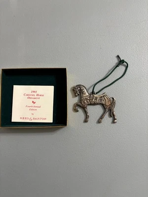 1991 Reed & Barton карусель лошадь украшения посеребренный w бумаги вставить - Изображение 1 из 4
