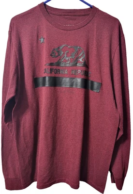 Camiseta Ring of Fire Para Hombre L Borgoña Algodón República de California Manga Larga Foto 1 de 4