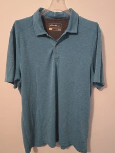 Eddie Bauer Men’s Polo Shirt Medium M Blue Short Sleeve Active Casual Golf - Picture 1 of 3