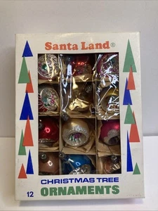 12 Vintage Santa Land Christbaumschmuck Einzug Glas rund & Tropfen - Bild 1 von 3