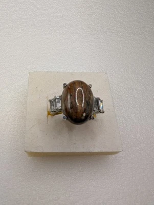 Anillo Jaspe 17x13mm Cristales Acero Inoxidable Talla 8 DAD465 Foto 1 de 4