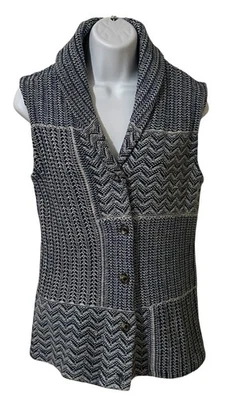 Chaps Denim RL Chal Cuello Suéter Chaleco Retazos Tejido Botón Delantero S Occidental Foto 1 de 4