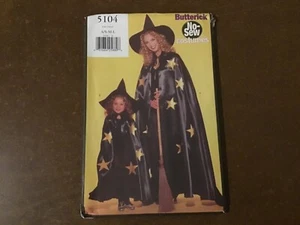 Butterick Sewing Costume Pattern 5104 ~ Witch Cape Hat ~ Child / Adult ~ No Sew - Picture 1 of 5