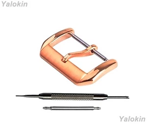Rose Gold Color 14mm Elegant Polished Buckle for Watch Bands Straps - Pins Tool - Picture 1 of 5