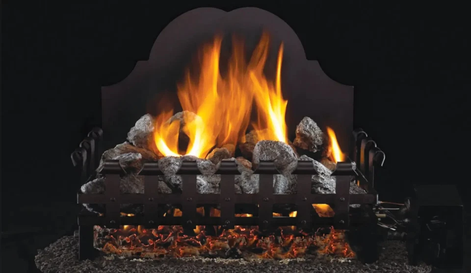 Rejilla de carbón inglesa antigua Real Fyre con carbón VG4-24C estándar 24" juego de troncos de gas ventilados Foto 1 de 1