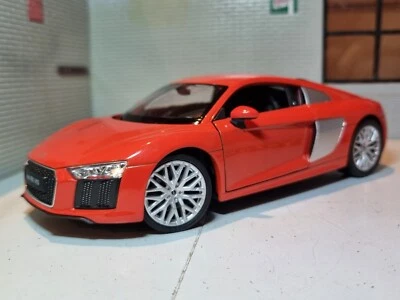 Audi R8 V10 2016 Orange Red 24065 Detailed Welly 1:24 Diecast Scale Model Car - Image 1 of 4
