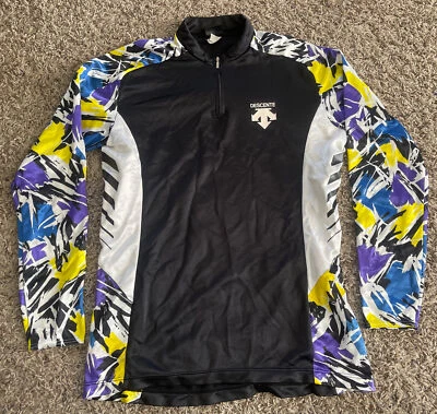 Camiseta deportiva de ciclismo vintage Descente L/S hecha en Japón XL 1/4 cremallera de colección Foto 1 de 4