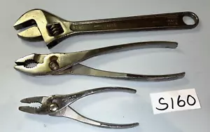 PROTO TOOLS 3 PIECE CRESCENT STYLE WRENCH 12" & SLIP JOINT PLIERS 6-1/2", 10" - Bild 1 von 12