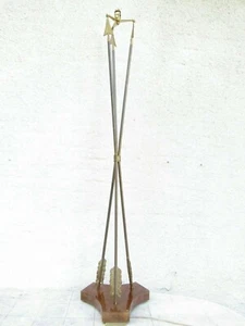 07F28 Antico Piantana Lampada Art Deco 3 Frecce Ottone Croce Gusto Di Jansen - Picture 1 of 10