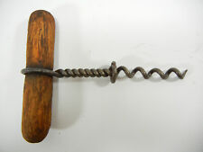 Vintage Wood Handle Corkscrew Antique  Wooden Wire Wrap Cork Screw K446