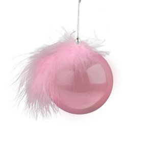 Decorazione natalizia con palline e piume di lusso - 8 cm perla rosa - Foto 1 di 4