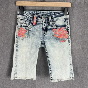 Miss Me Jean Shorts Girls 10 Sequin Embroidered Pockets Stone Wash Bermuda - Picture 1 of 13