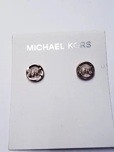MICHAEL KORS MK Logo Rose Gold Brass StudCrystal Earrings - Picture 1 of 5