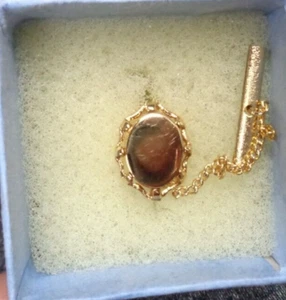 Vtg Estate Jewelry ~ Men's Goldtone OVAL Tie Tack Pin ~ 9/16" x 7/16" - Picture 1 of 3