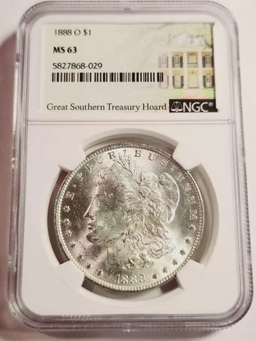 1888 O Morgan Silver Dollar NGC MS-63 - GREAT SOUTHERN TREASURY HOARD Cover