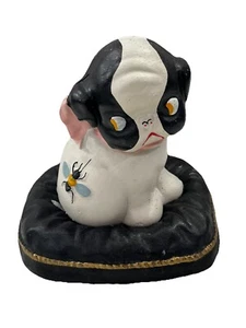 Antique 1914 Cast Iron Hubley Puppo Pup Dog on Pillow Still Bank 6" Tall - Picture 1 of 11