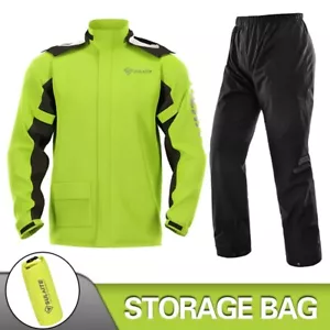 Motorcycle Raincoat Suit Waterproof Jacket & Pants Thin Mesh Lightweight Outdoor - Picture 1 of 14