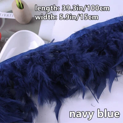 1M Pluma de Pavo Imitación Piel Adornos Flecos Cinta Correa Disfraz Artesanía Hágalo Usted Mismo Foto 1 de 4