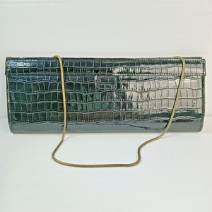 Olga Berge Black clutch Bag Purse Vintage PVC - Picture 1 of 12