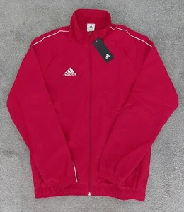 Adidas Tracksuit Jacket Top Mens Small Red Full Zip Loose Fit Mesh Lined Pockets - Picture 1 of 15