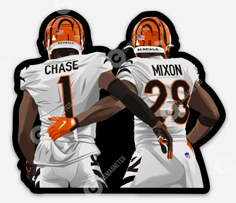Jamarr Chase Joe Mixon MAGNET - NFL Cincinnati Bengals Ohio Cincy Who Dey Cover