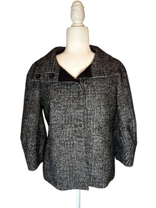 Ann Taylor Wool Blend Tweed Puff Sleeve Blazer Jacket, Size Medium - Picture 1 of 6