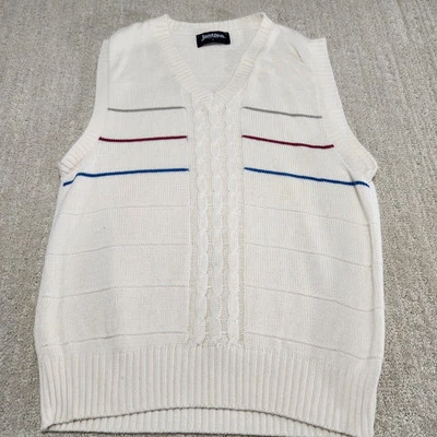 Chaleco Suéter Vintage Abuelo Mujeres Grande Grueso Tejido con Cable Cuello en V Preppy Tenis Foto 1 de 4