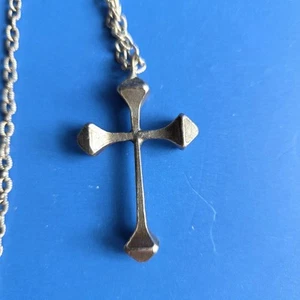 Rustic Cross Necklace Horseshoe Nail w Chain Christian Celtic Religious Biker - Picture 1 of 5