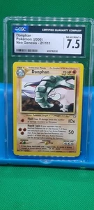 CGC 7.5 Pokémon TCG 2000 Donphan 21/111 Neo genesis unlimited Vintage Near Mint+ - Picture 1 of 6