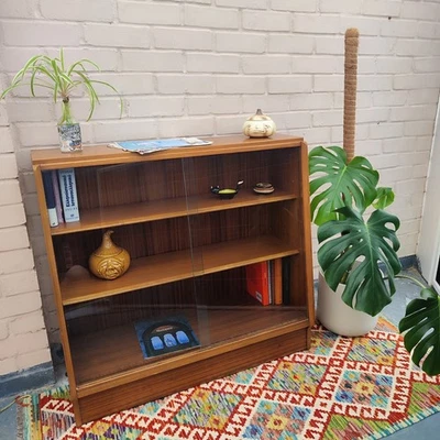 G Plan Brandon Teak Bookcase with Glass Sliding Doors – Mid-Century Modern Stora - Image 1 of 4