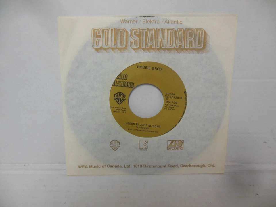 DOOBIE BROS mint 45 rpm JESUS IS JUST ALRIGHT b/w LONG TRAIN RUNNIN' - Image 1 of 4