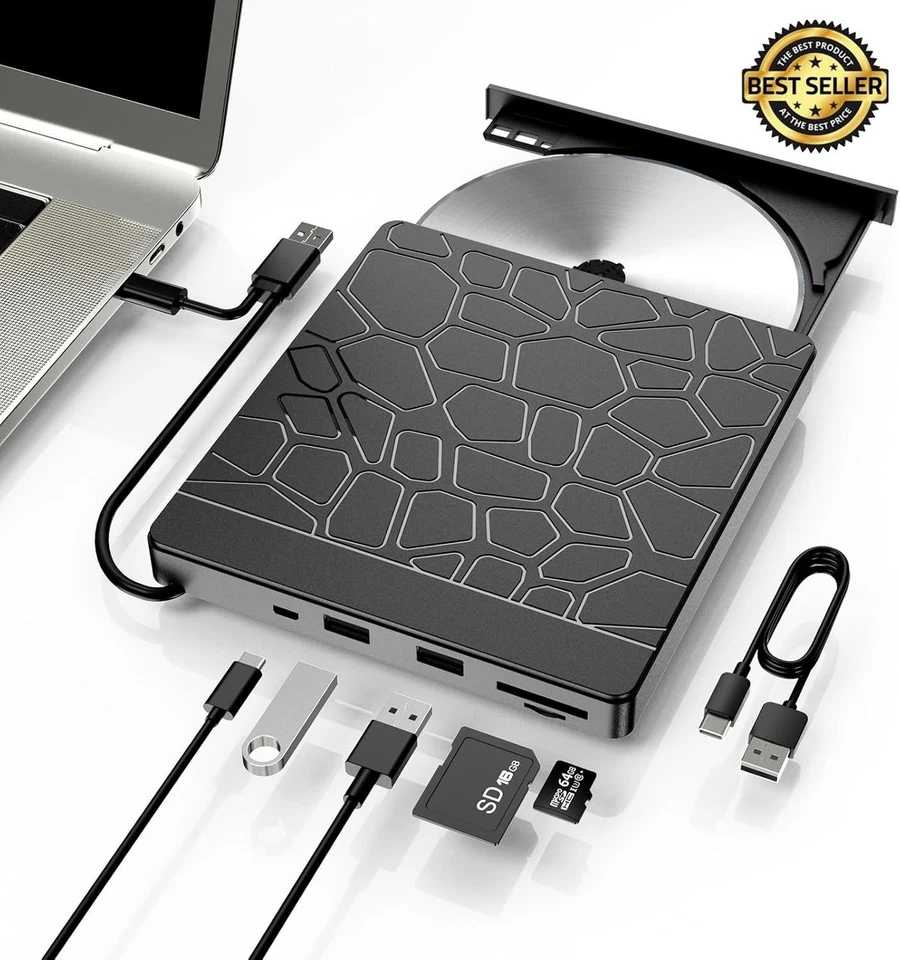 5 in 1 External BluRay Drive BD Player Read/Write Portable CD/DVD Drive Burner - Image 1 of 4
