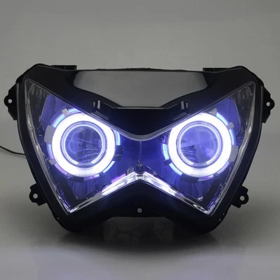 Conjunto completo de faros delanteros azul ojo de ángel para Kawasaki Z800 Z250 Z300 13-16 Foto 1 de 4