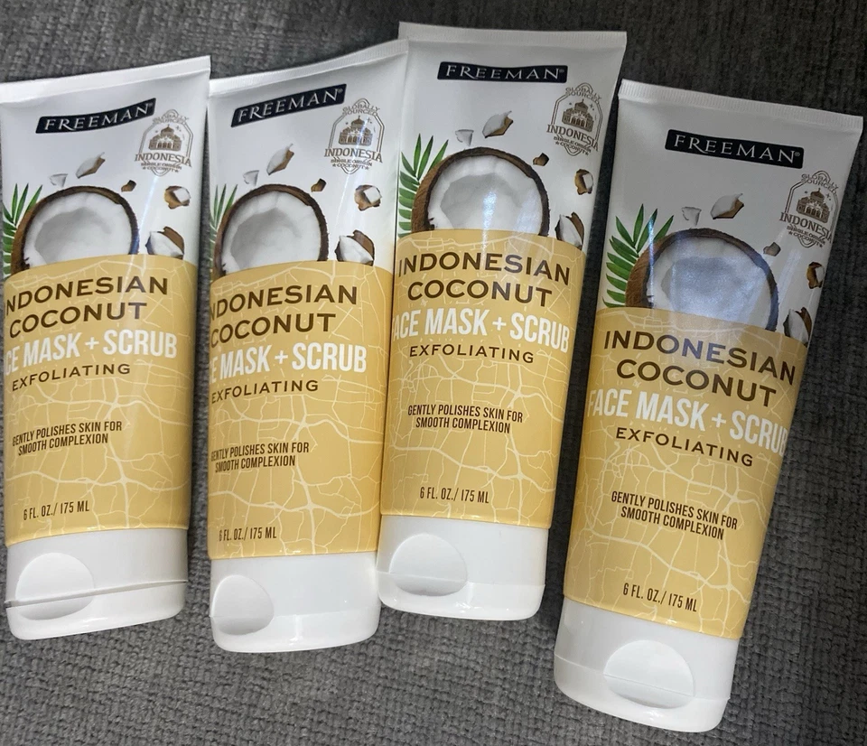 4pcs. FREEMAN INDONESIAN COCONUT FACE MASK + SCRUB EXFOLIATING 6oz.Each - Image 1 of 1