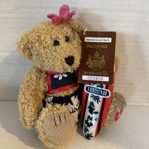 Vtg Hawaiian Collectibles Passport Bearfoot Huananai 2002 Surfer Bear Plush Tag - Picture 1 of 4