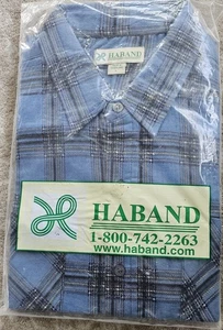 NEW Haband Blue Plaid Light Weight FLANNEL Shirt Button Up L/S Men's L Largr - Picture 1 of 1