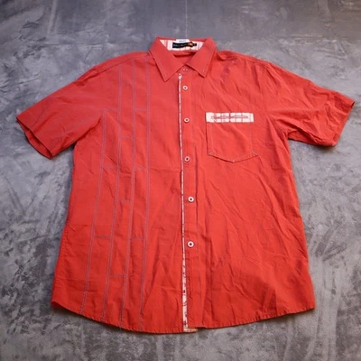 Camisa Rihe & Active Hombre 52 Roja Manga Corta Abotonada Informal Bolos Bolsillos Foto 1 de 4