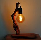 40cm Olive Wood Lamp - Wooden Country Farmhouse French Kitchen Desk Lamp Gift
