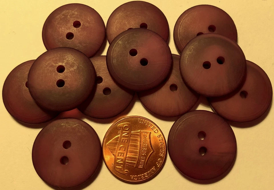 12 Matte Variegated Muted Reddish Purple Plastic Buttons 13/16" 20mm 10148 - Image 1 of 1