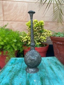 Antique Rose Water Sprinkle Perfume Bottle Copper Hand Engraved Mughal Period  - Picture 1 of 7
