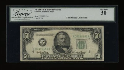 DBR 1950 $50 FRN Atlanta Mule Fr. 2107-Fm Legacy 30 Serial F00099153A - Image 1 of 2