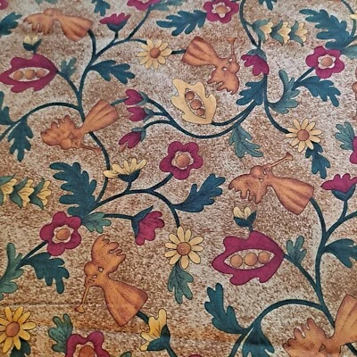 Benartex Cotton Fabric 36" X 42"Vintage Angel Christmas Folkart Floral Quilting  - Image 1 of 4