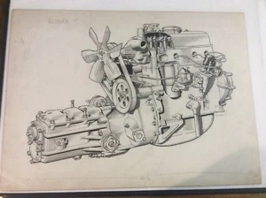 Original Citroen light 15 Engine & Gearbox cutaway drawing - Picture 1 of 1